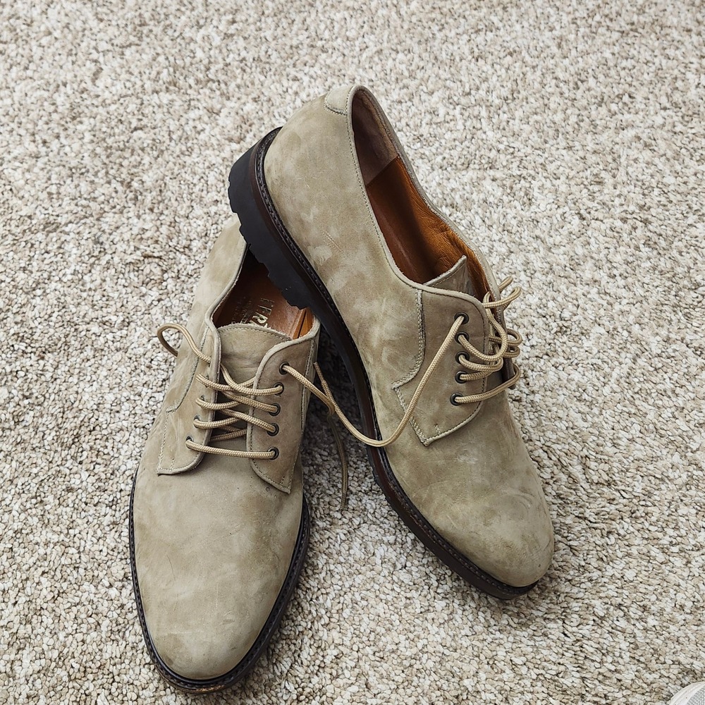 Salvatore Ferragamo Mens Taupe Suede Lug Sole Derby Shoes UH 14340 10.5 D